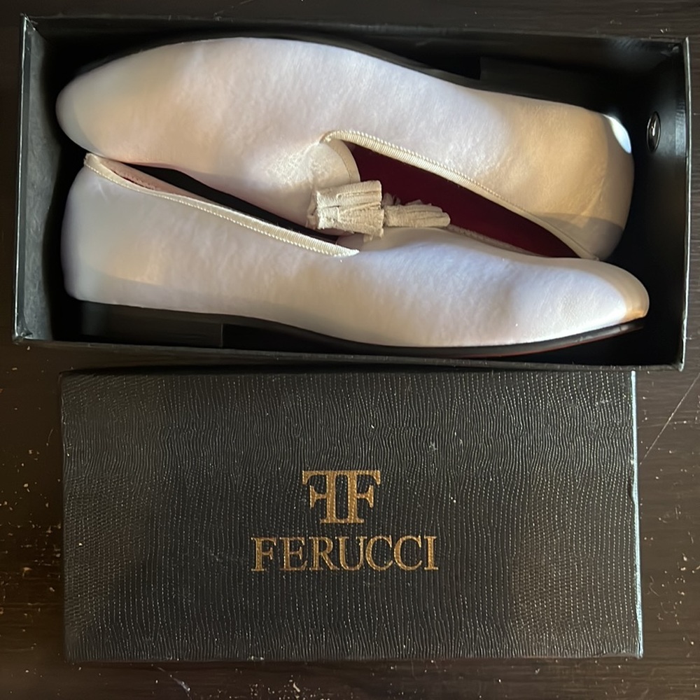 White Velvet Loafers Size 11